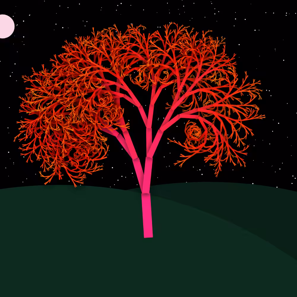 Moonlit Trees of Iterative Fractal Chaos #46