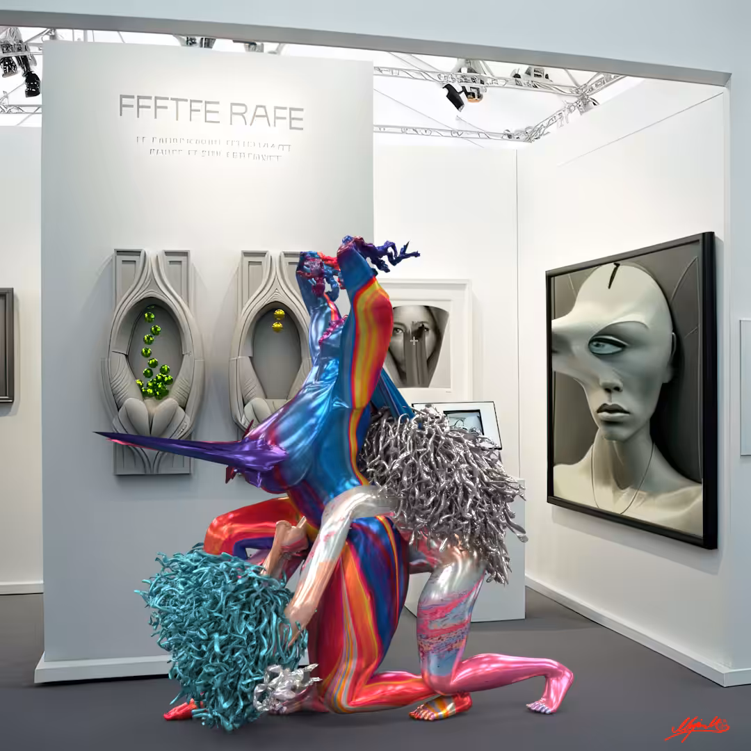 MARJAN MOGHADDAM — ‘Collabing the Unbearable Weight of it All (#Arthack of AI Imagined Frieze Art Fair 2023)’, 2023