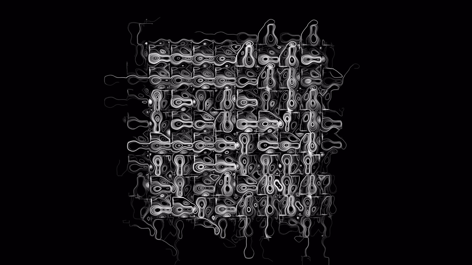 Abstract White and black Curl series 06 research of chaotic structure 