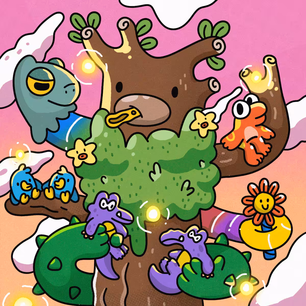 Friendly tree and wild fren.