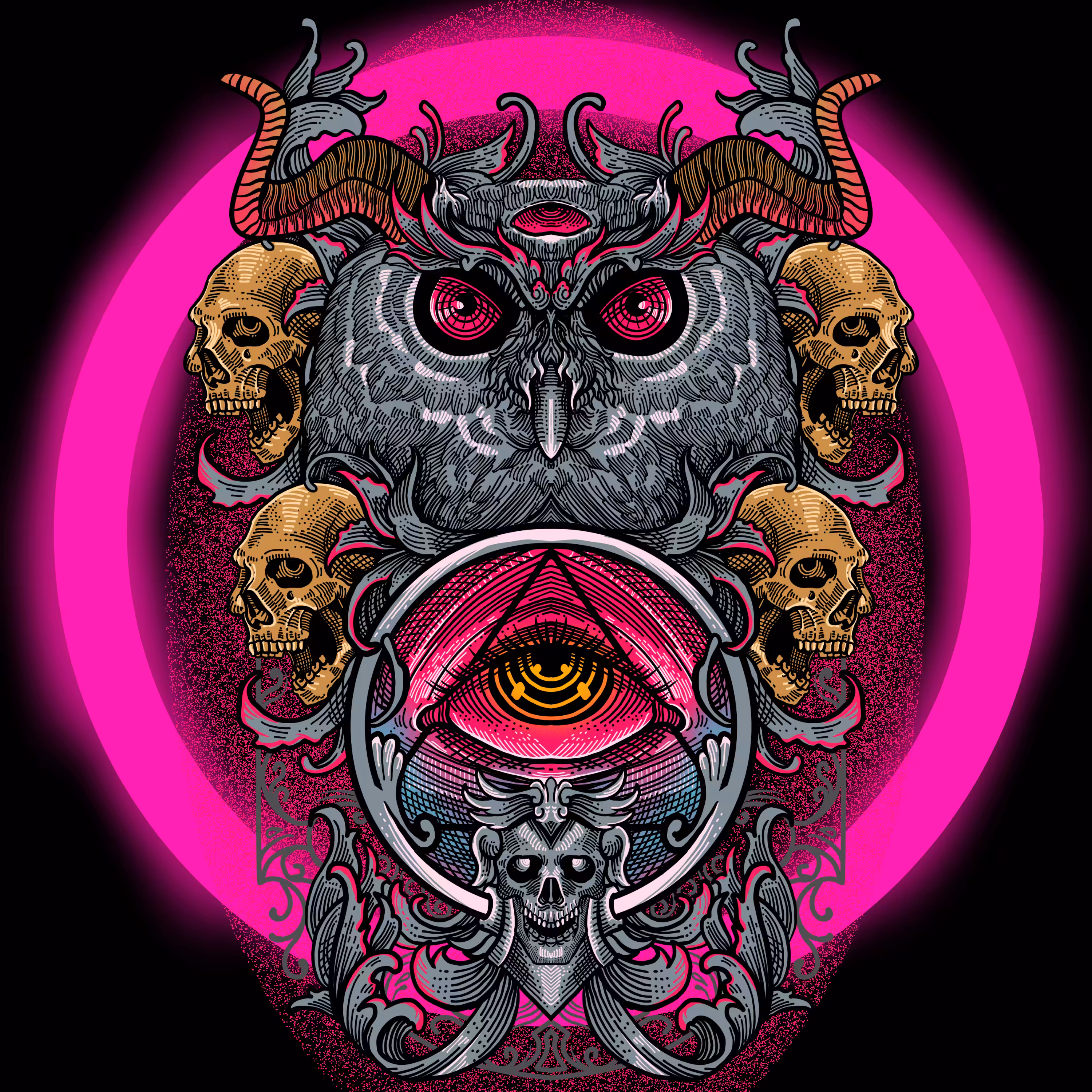owl skull ornament