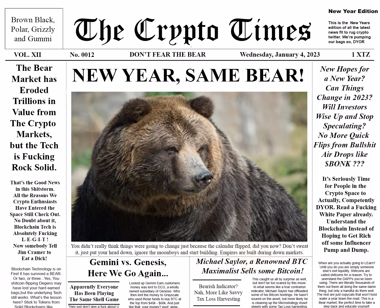 The Crypto Times 0012 - New Year, Same Bear