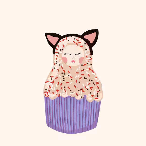Cute Matryoshka Doll Cupcake Series #15