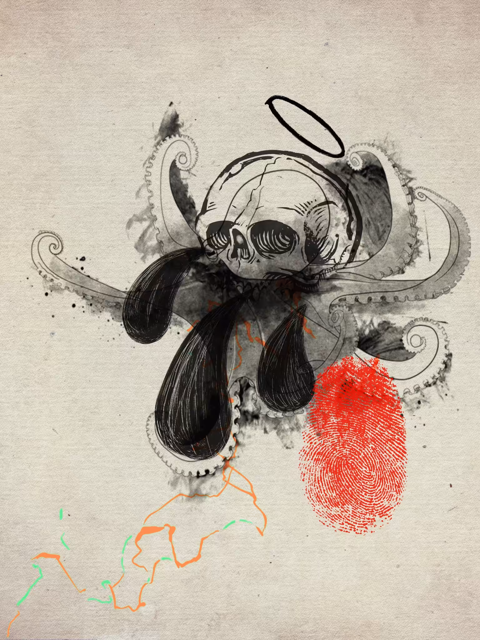 Red Print and Drunk Octopus