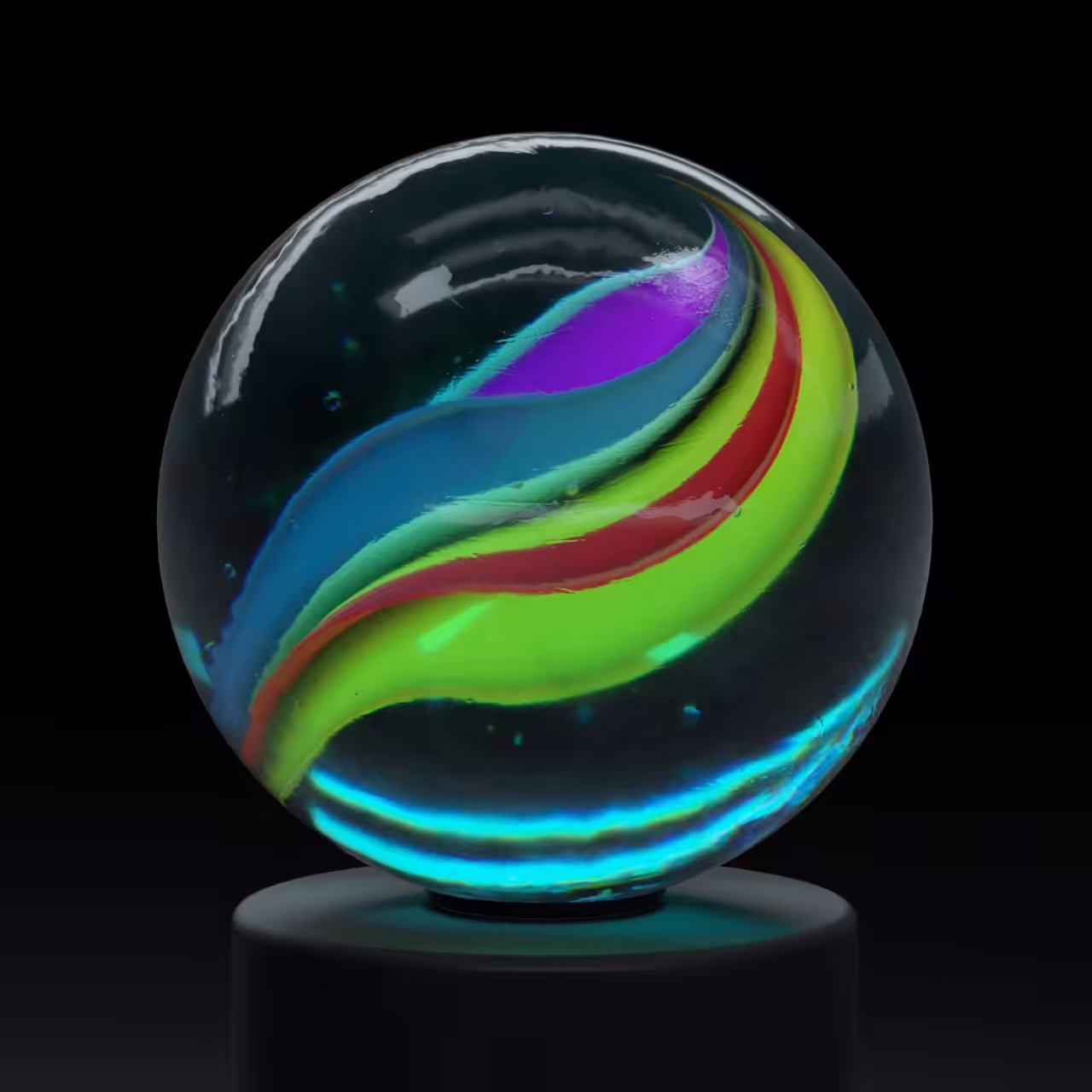 Glass Marble (Cat Eye - 5 Flags)
