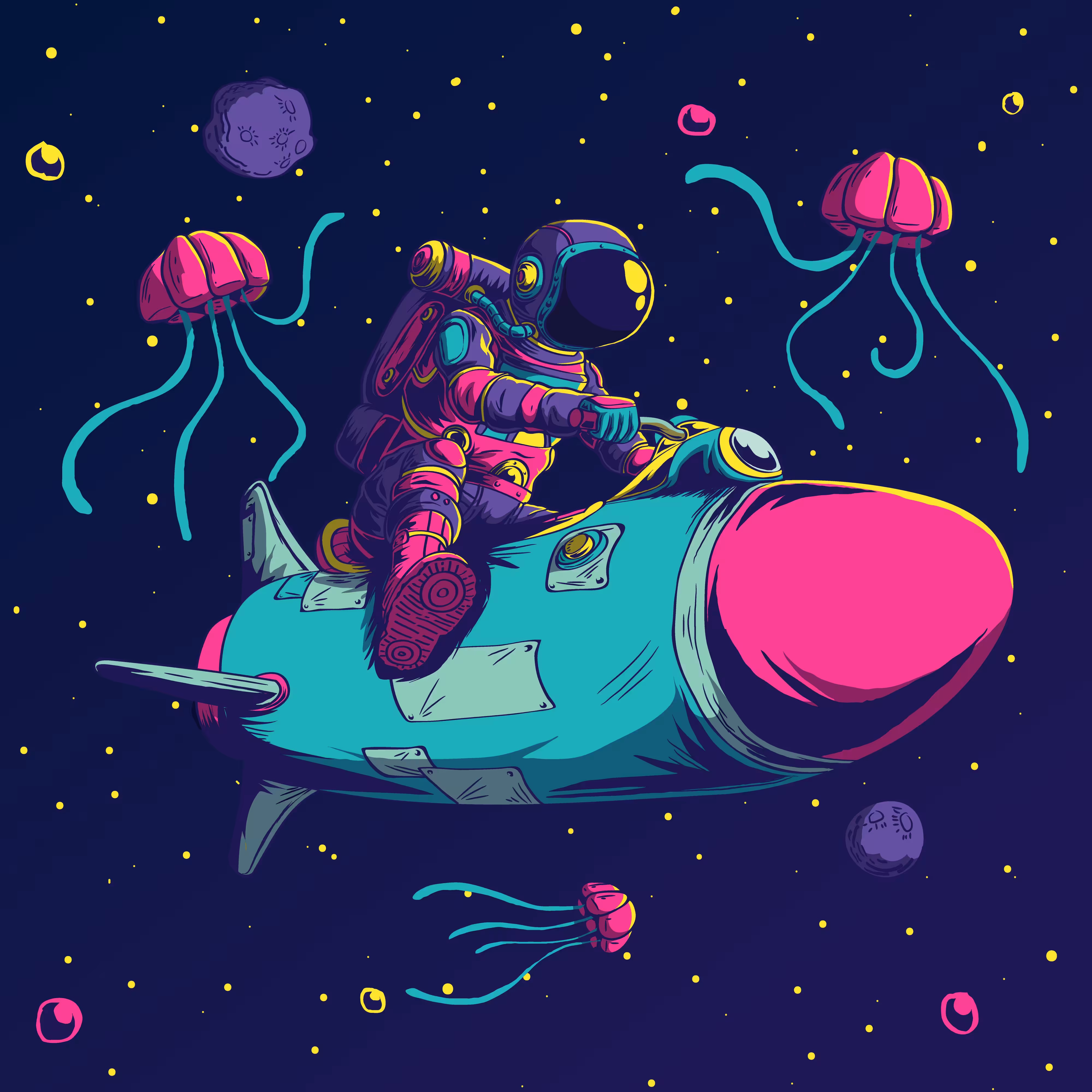 Astronaut with his bicket