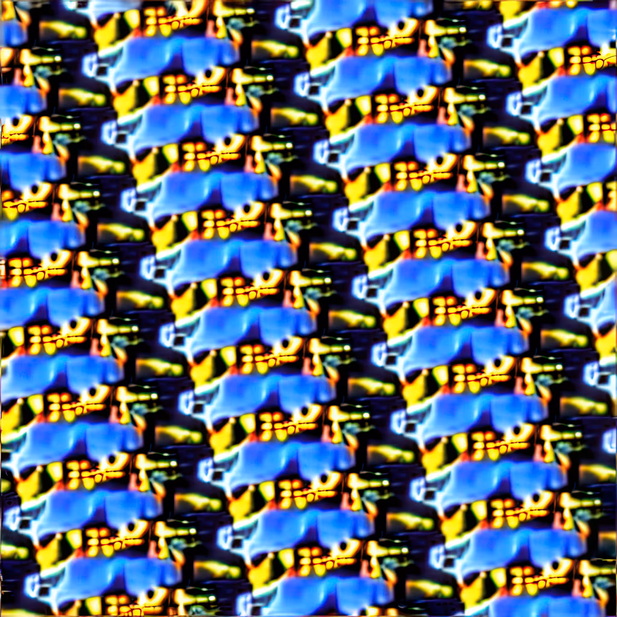Q-Stable: A Blue and Yellow Pattern With a Small, Yellow and Black Design (QS 12)
