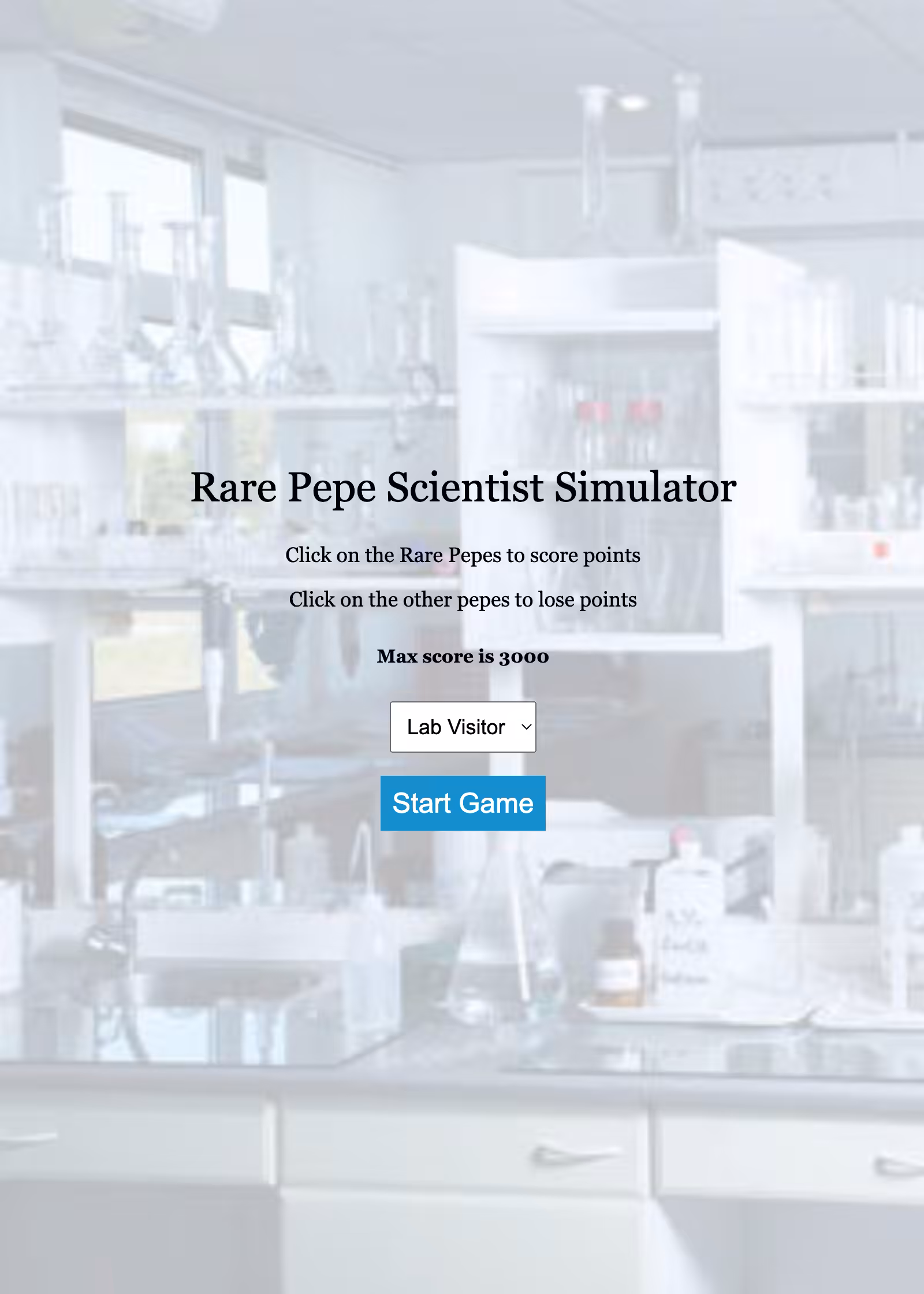 Rare Pepe Scientist Simulator