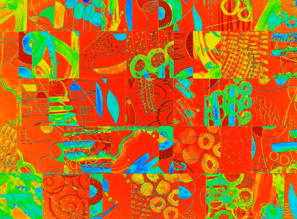 Neon Collage in Red, Green and Blue - Limited Edition Digital Artwork