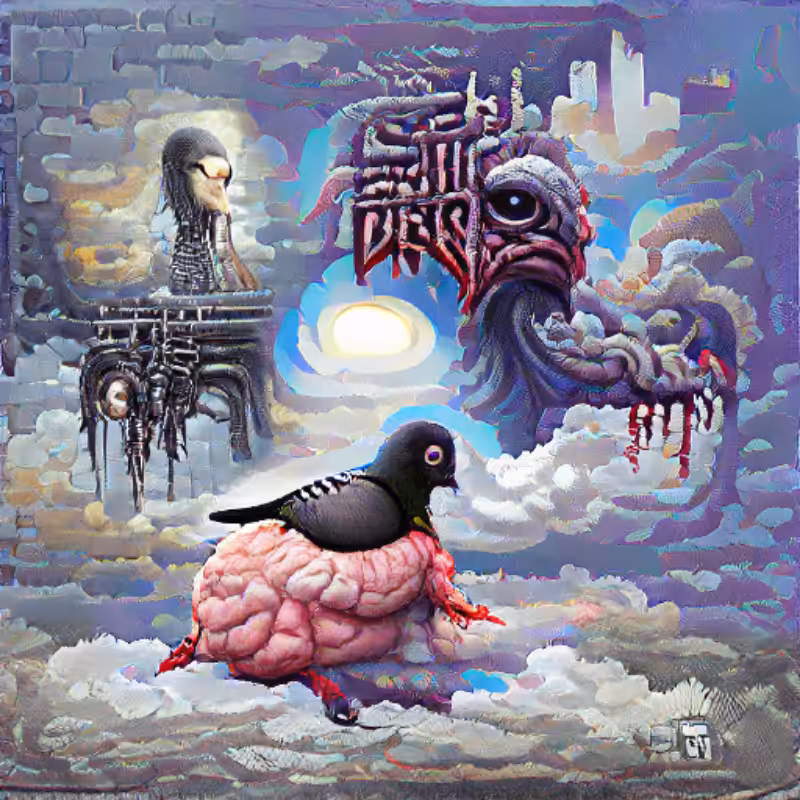 Pigeon Sat on a Brain Reflecting Existence #50