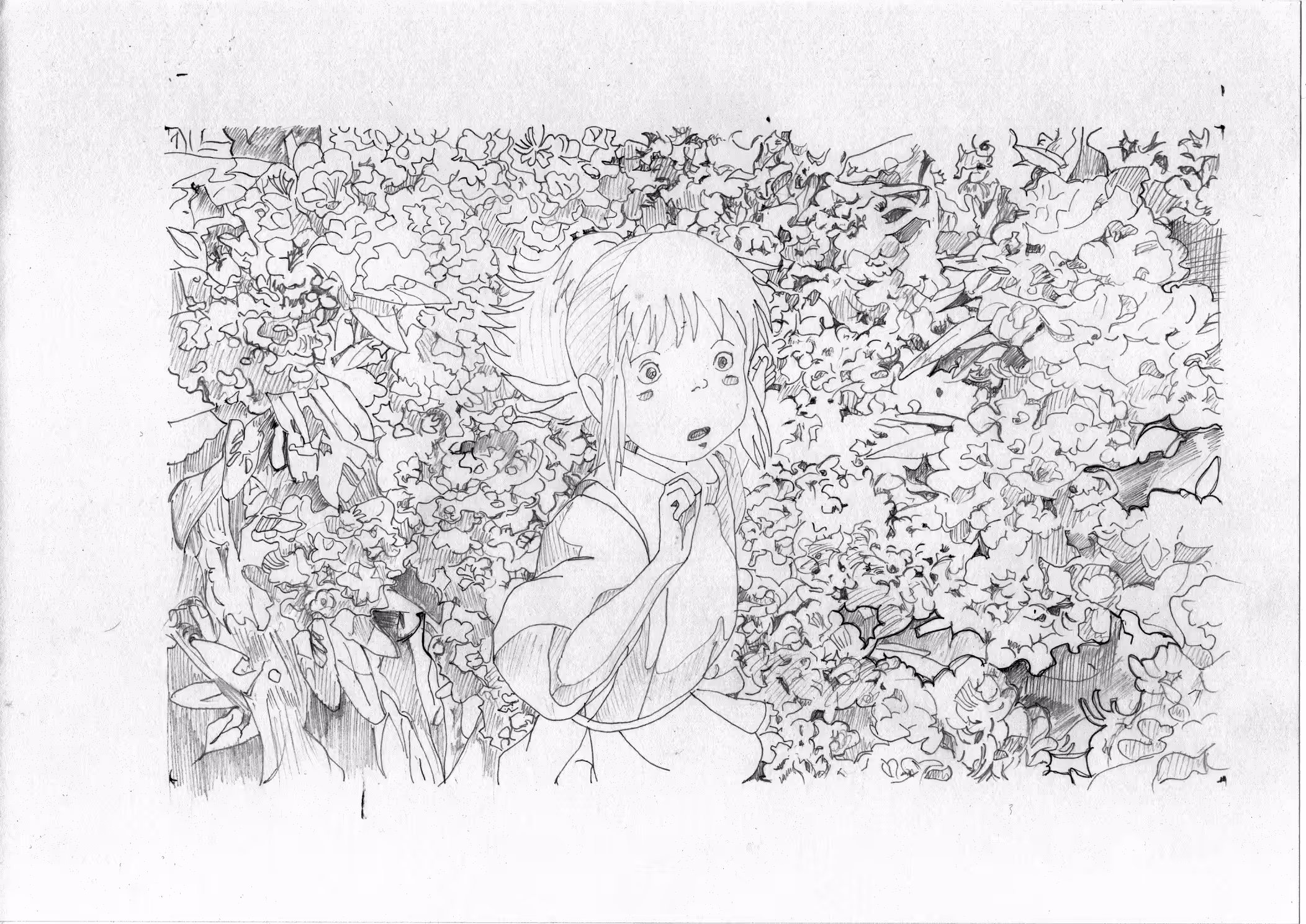 Homage to Spirited Away by Ghibli. Hand - drawn illustration.