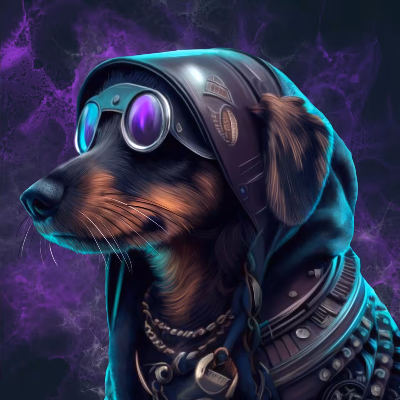 biker dog Rocky