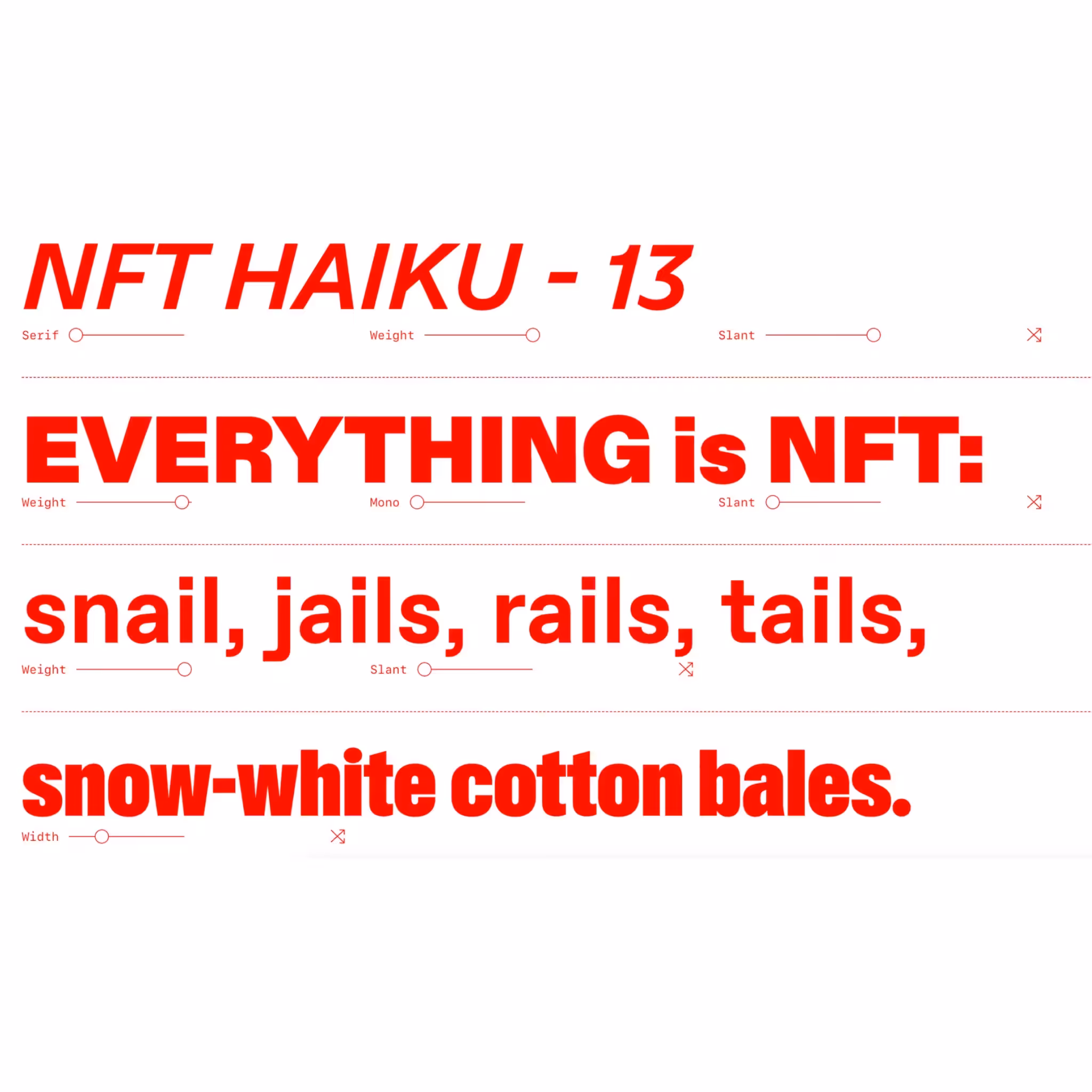 NFT HAIKUS: NFT HAIKU - 13