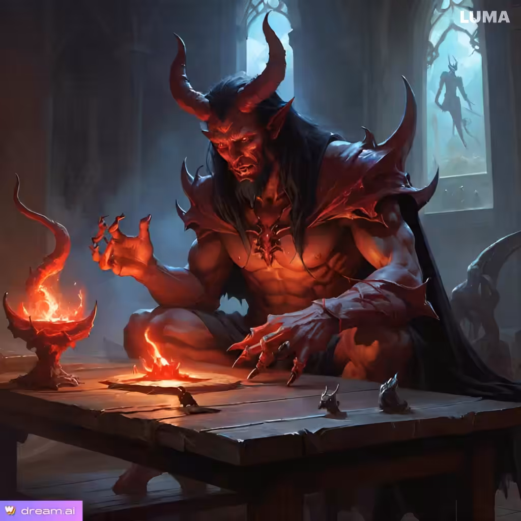 Ahriman in his own workshop creating evil