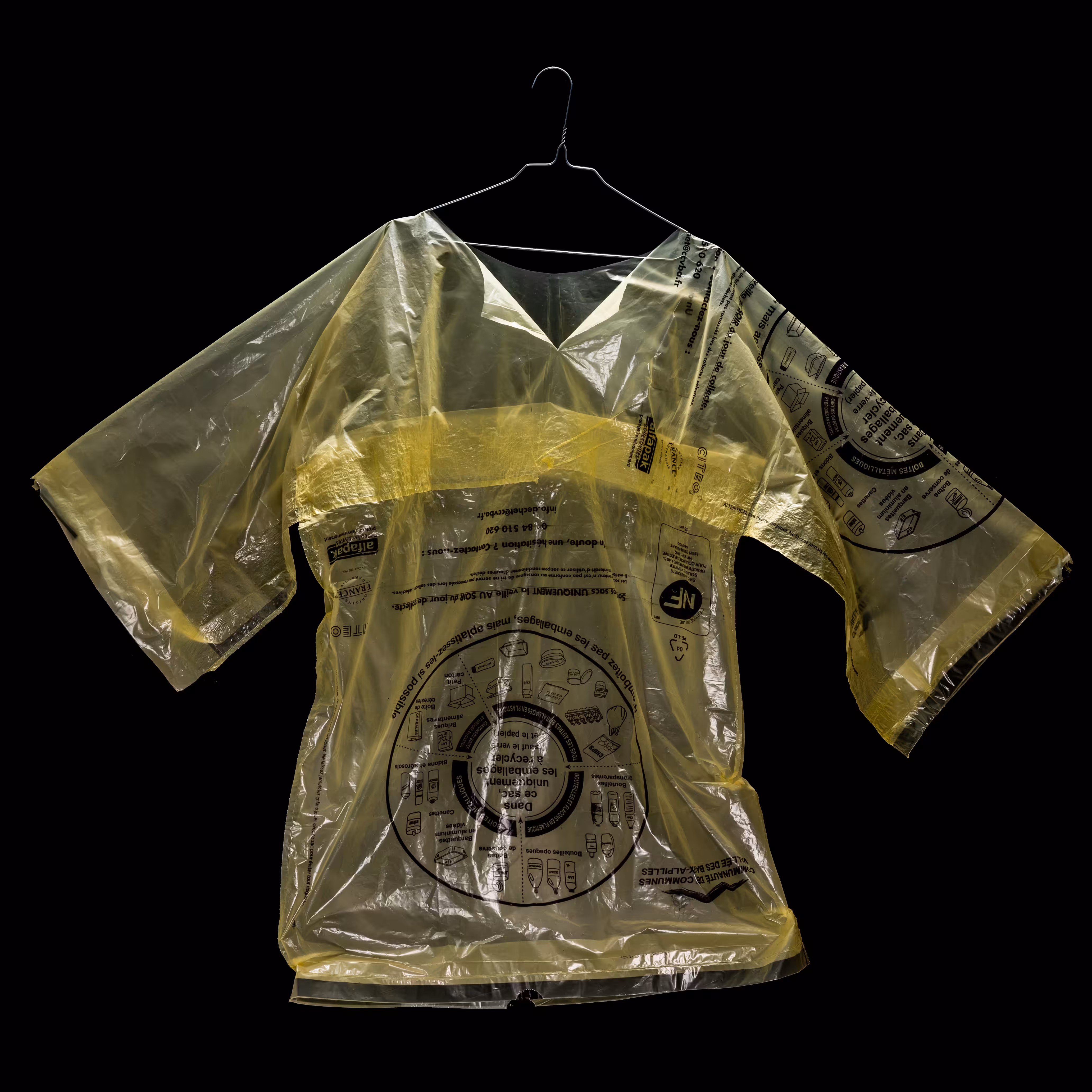 Garbage bags sewn in medic's blouse 