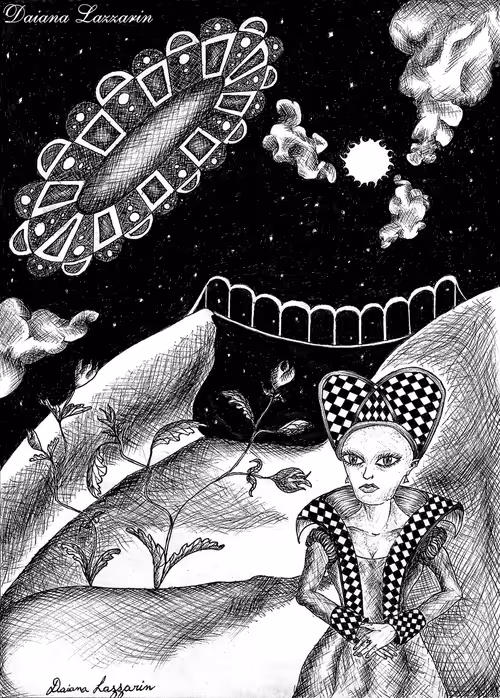 Alien Lady IV (Black and White Version)