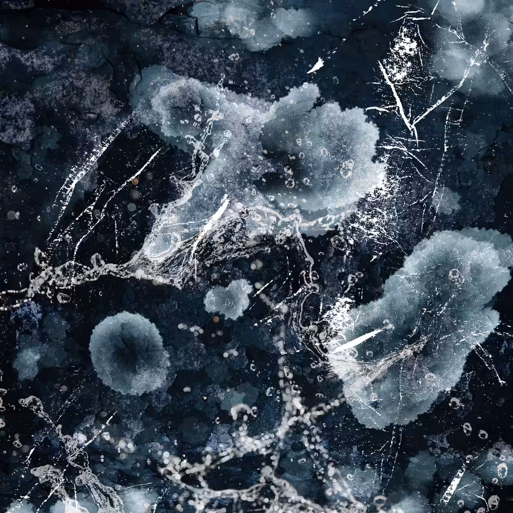 Organic Deep Blue Triptych  1/3