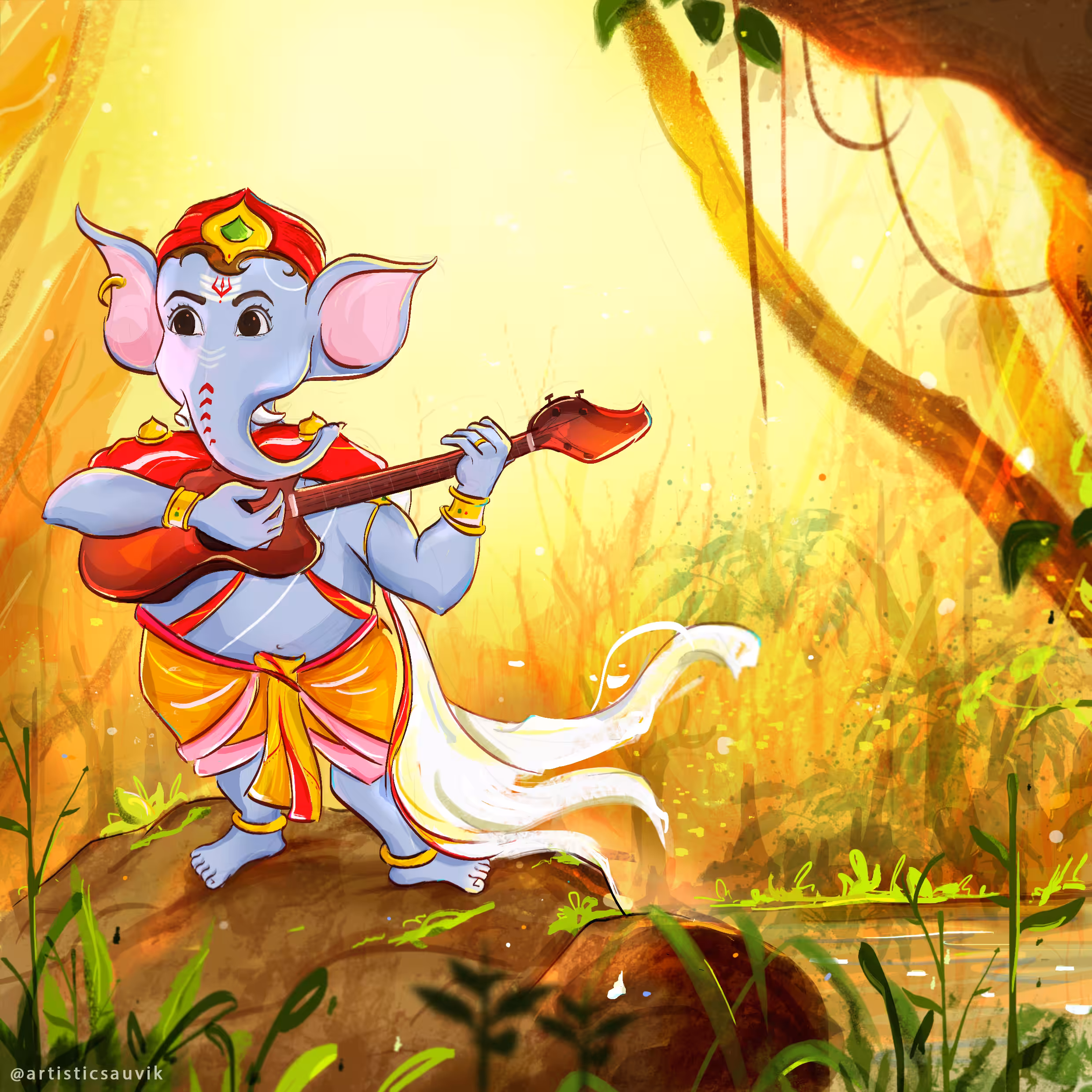 Lord Ganesha with Guitar