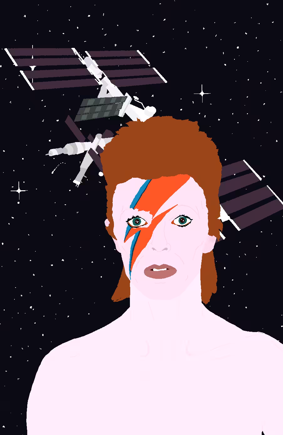 Portrait of David Bowie at the International Space Station