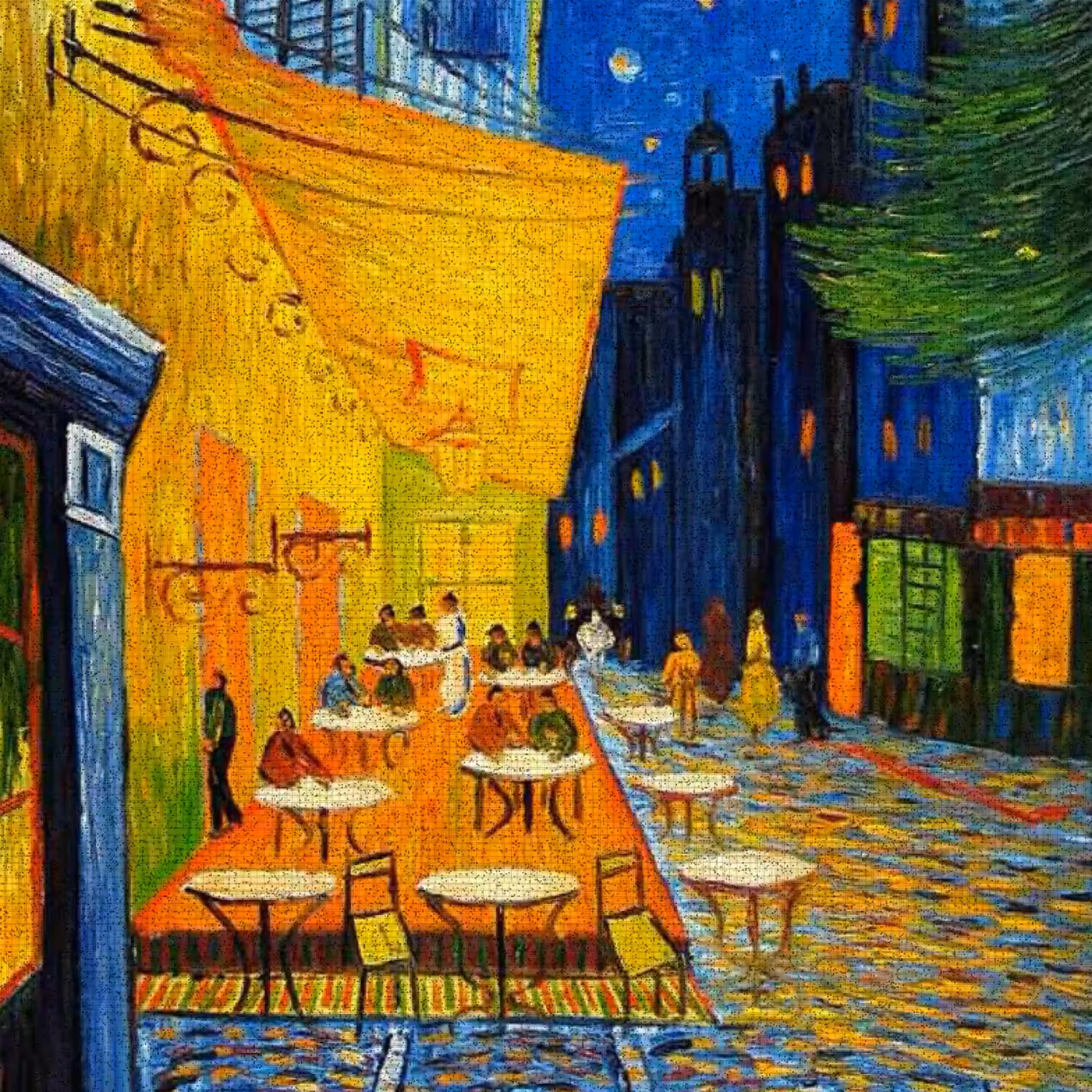 Movements in cafe terrace at night