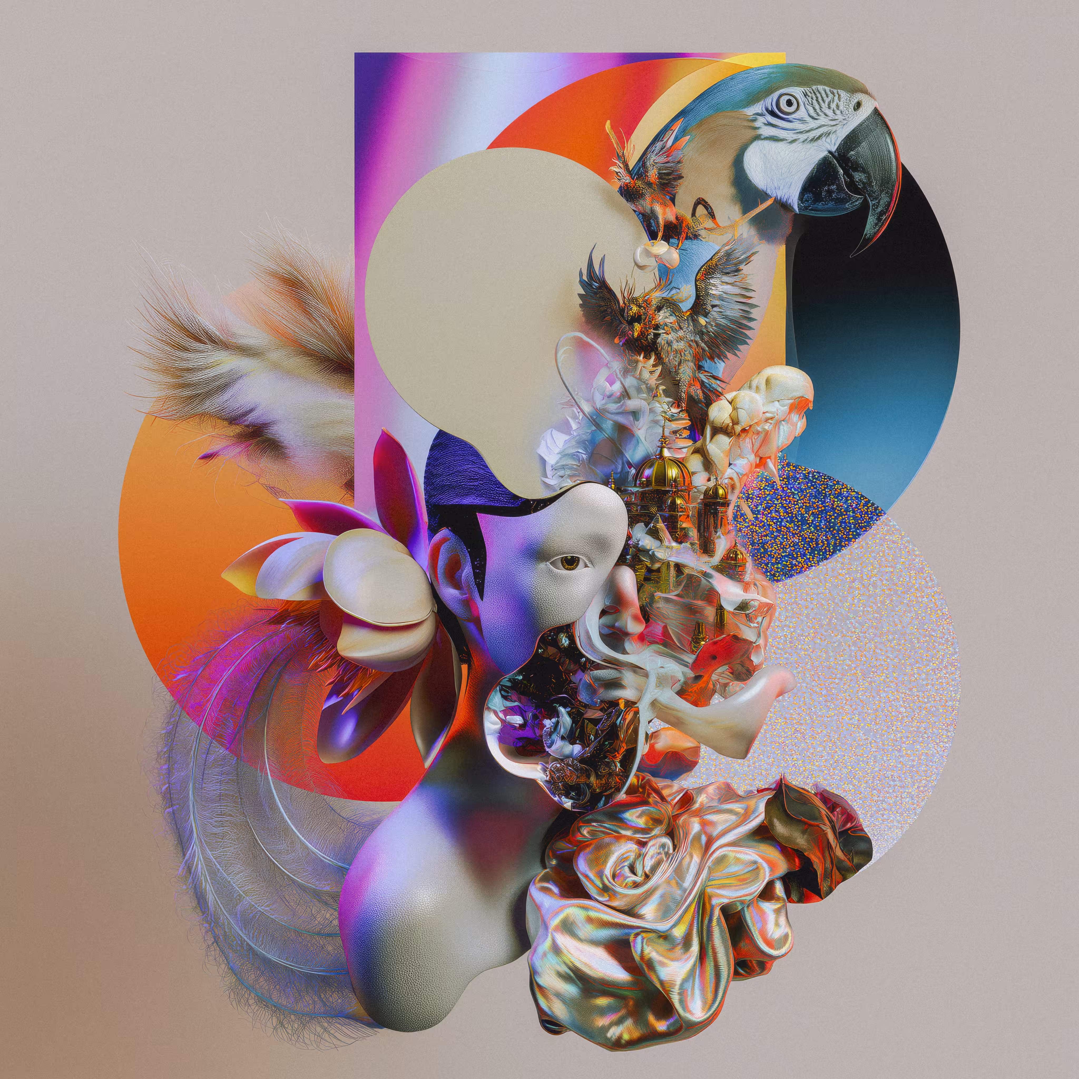 A 3D Rendering of a Maximalist Tropical Painting