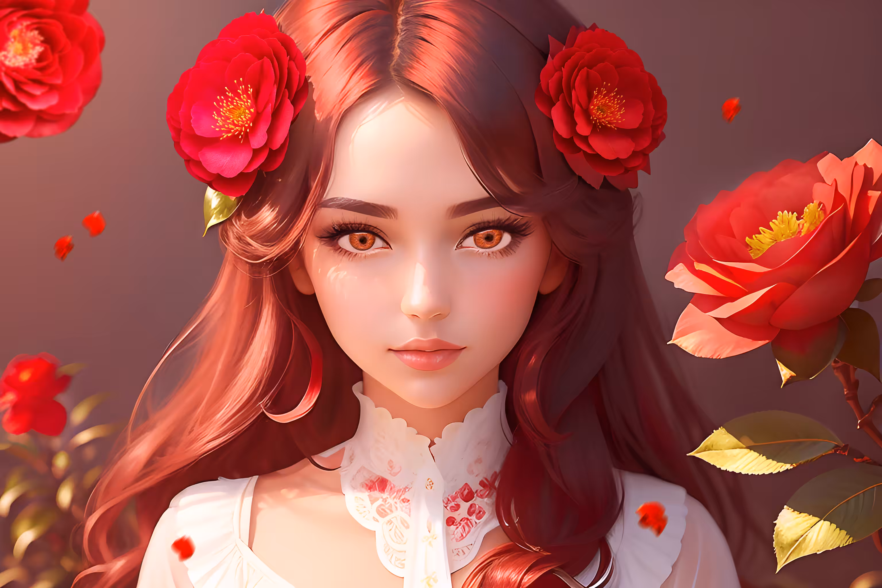 Camellia- The Middlemist's Red flower girl