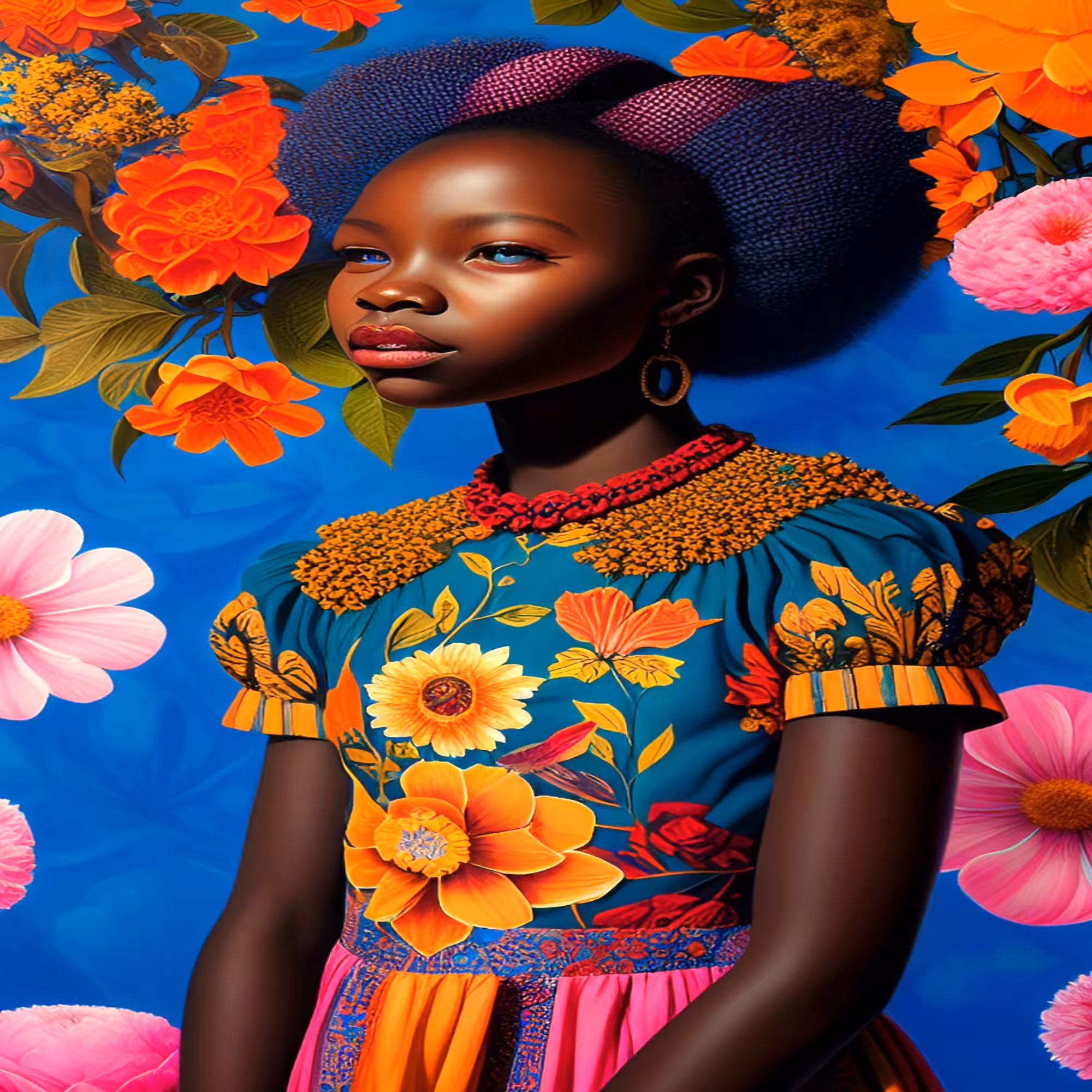The girl with the flower dress