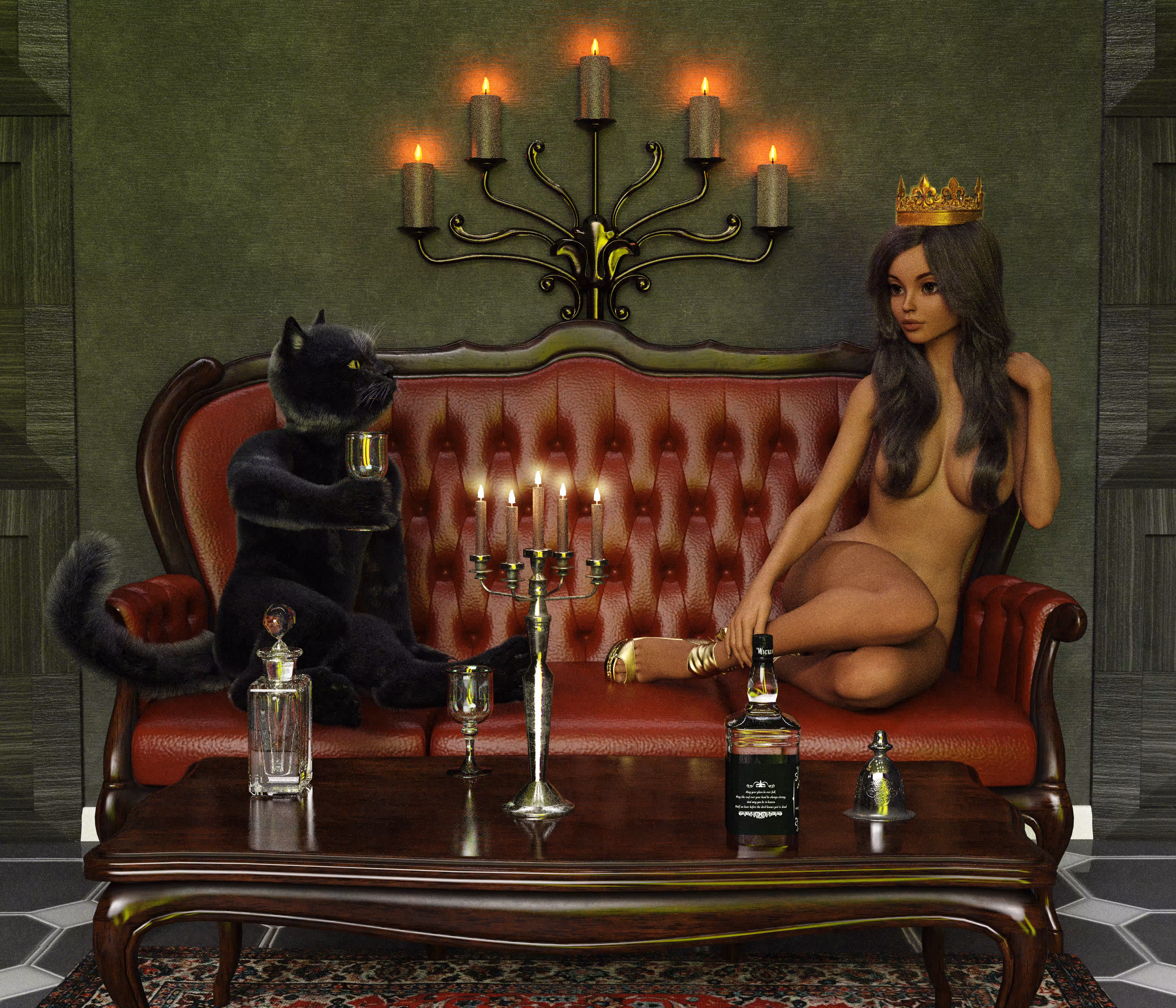 The hippo cat offers Margarita to drink alcohol