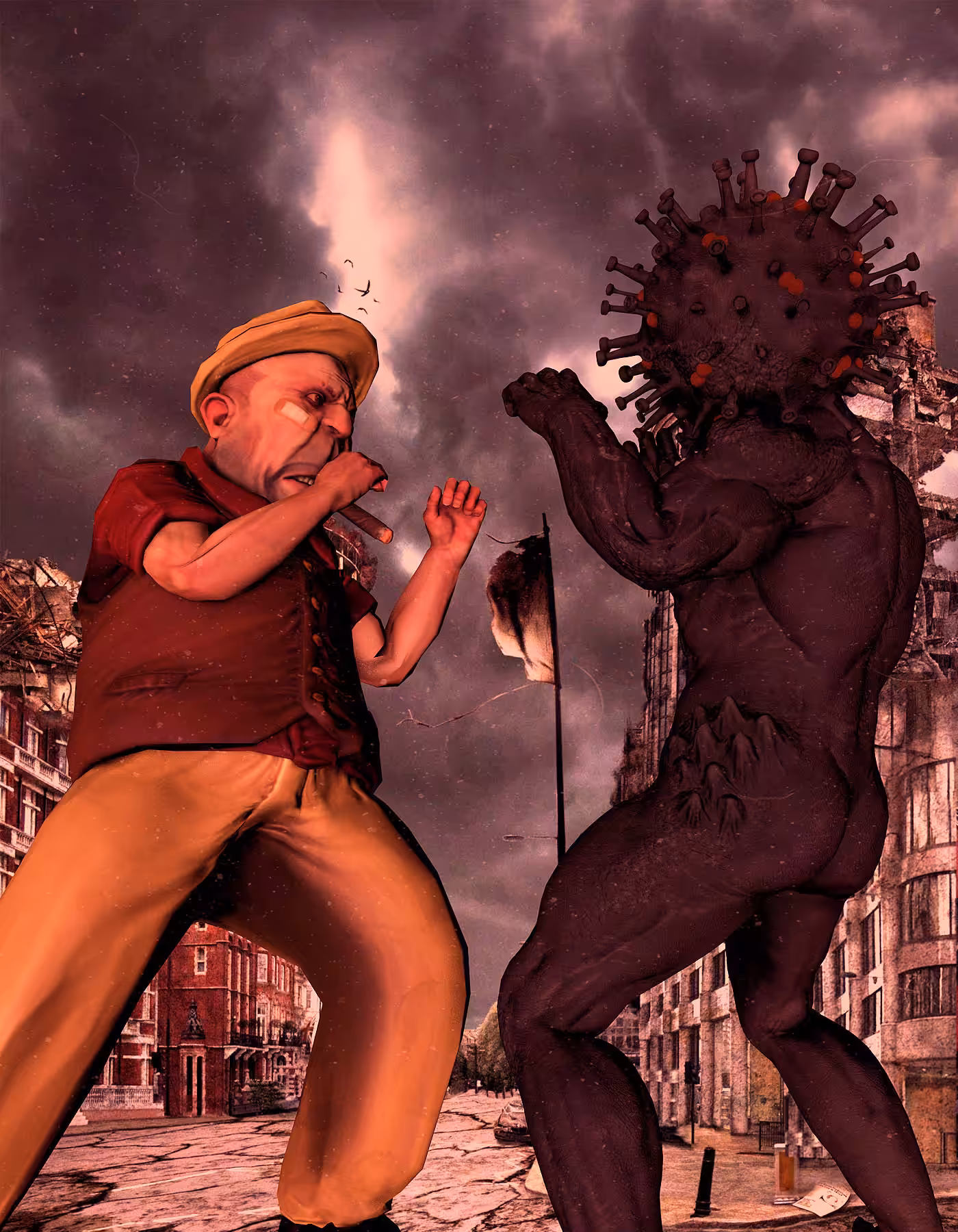 [Day 1962] “1950s UNION BOSS vs. CORONA VIRUS MAN”