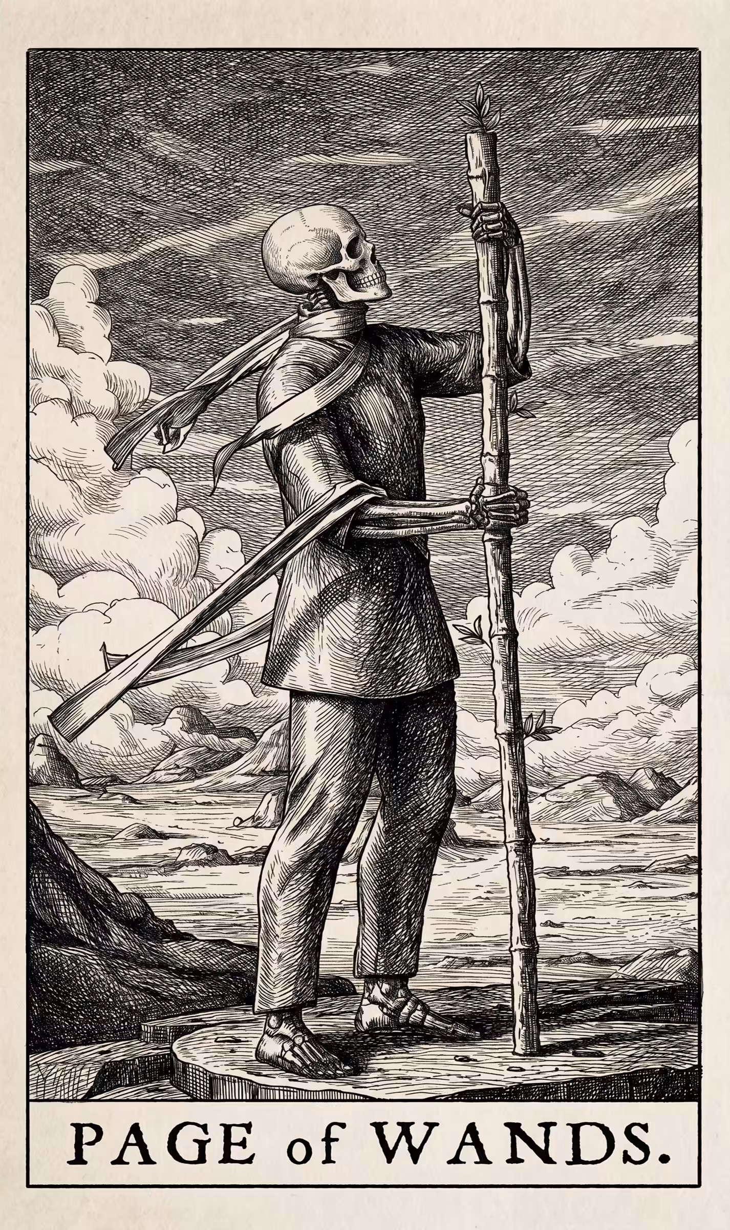 Page of Wands — Litho