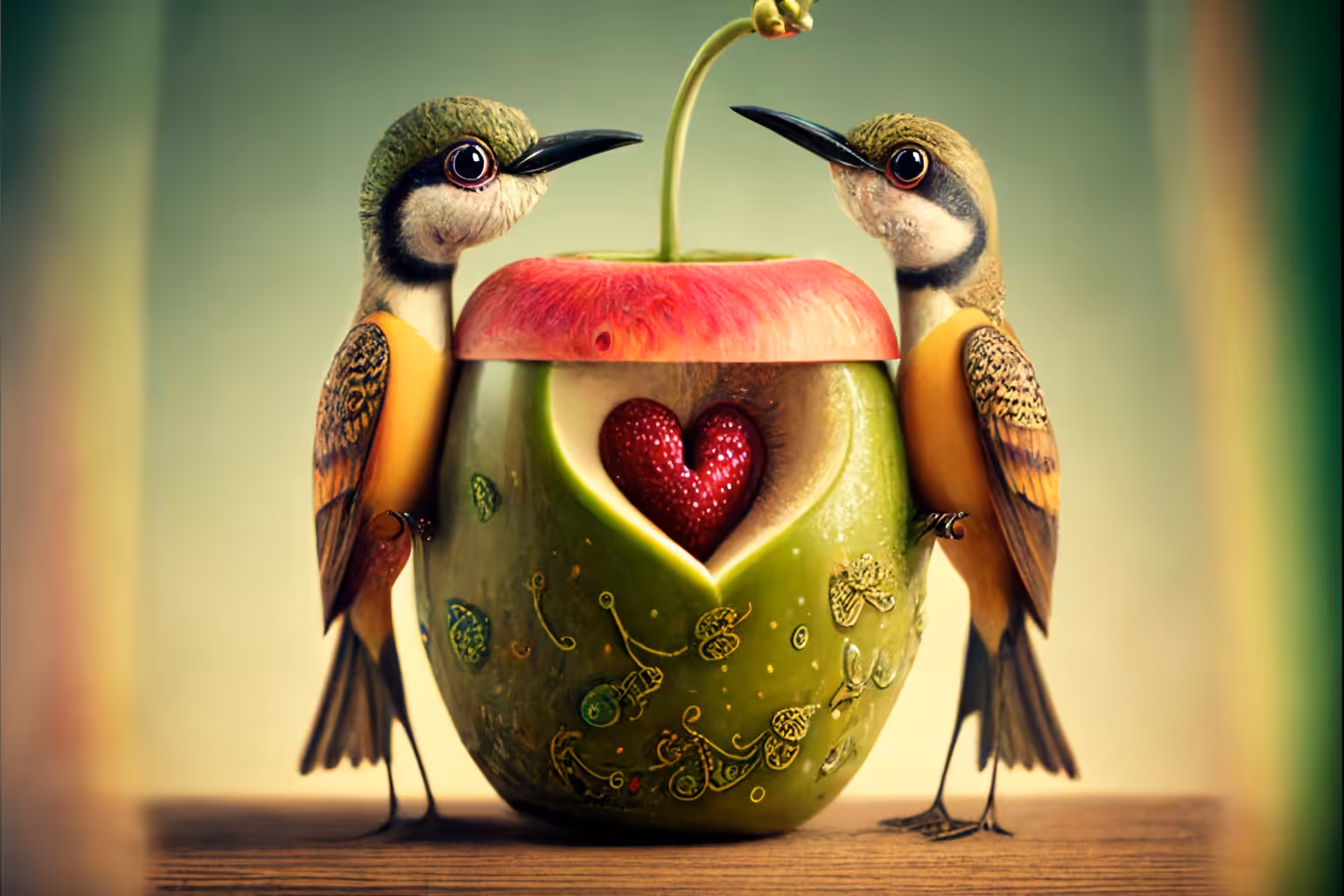 A.I. Creations: Tropical Birds Enjoying Tropical Drink