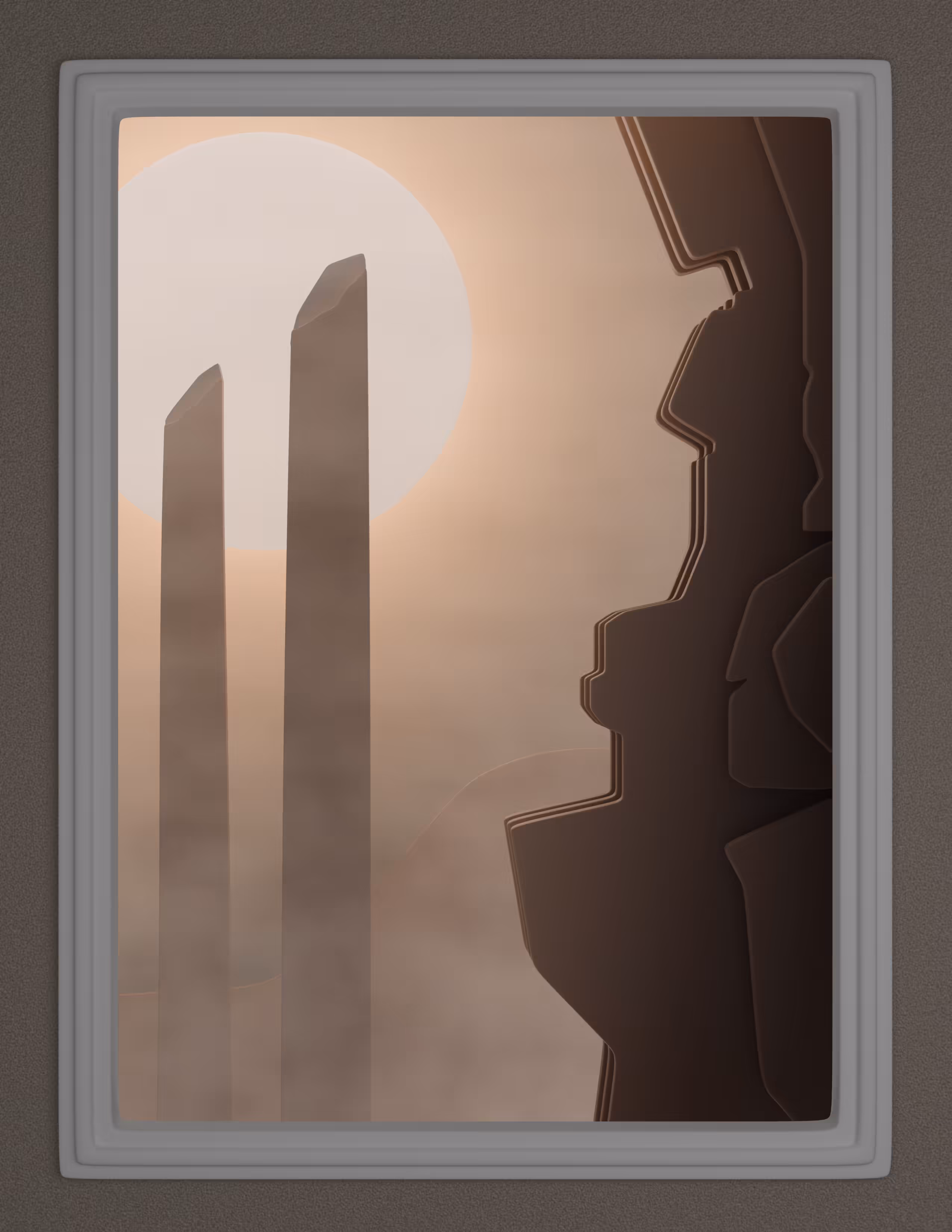 Flat in Frame: Foggy Cliffside