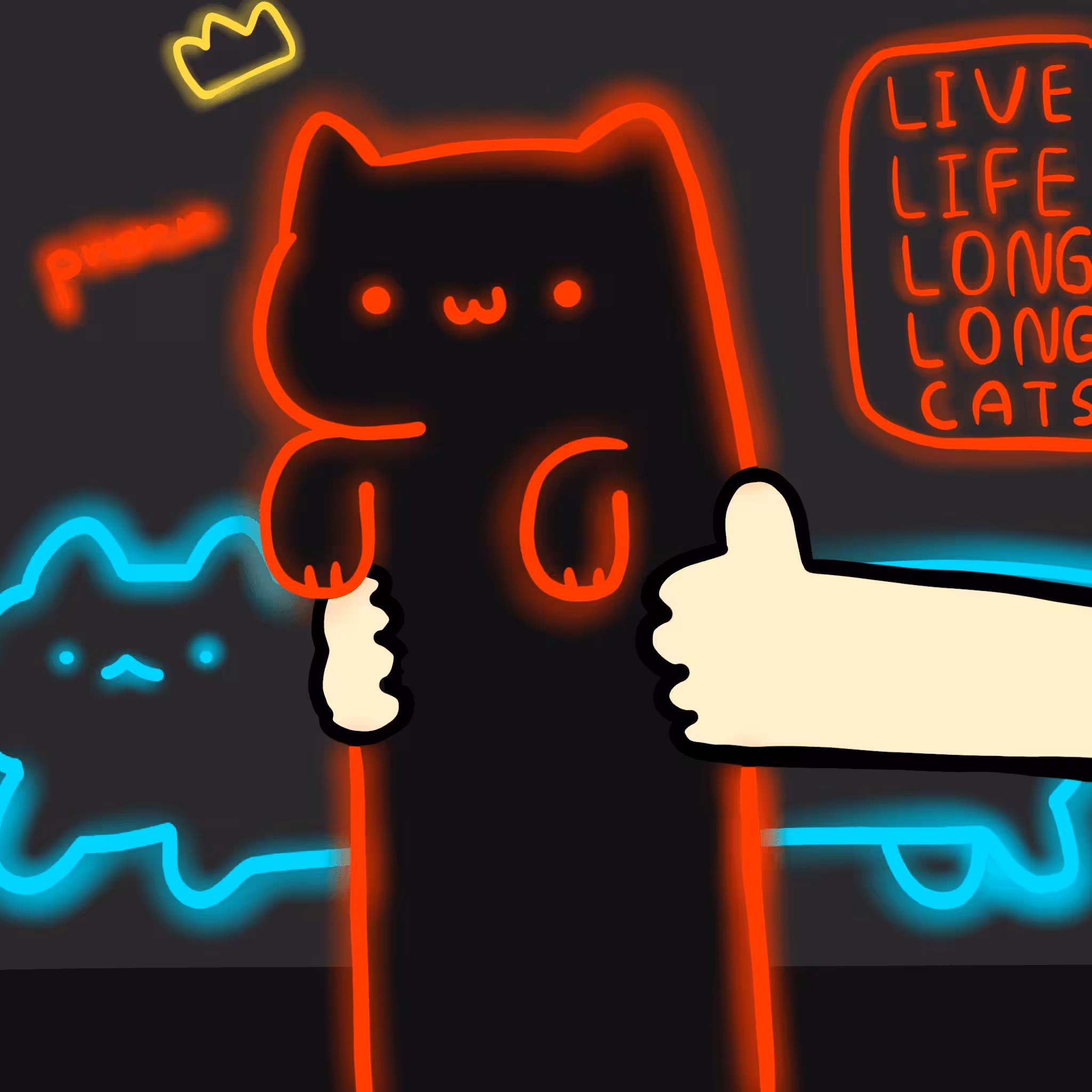 Long Long Cat: Long long Neon cat #112