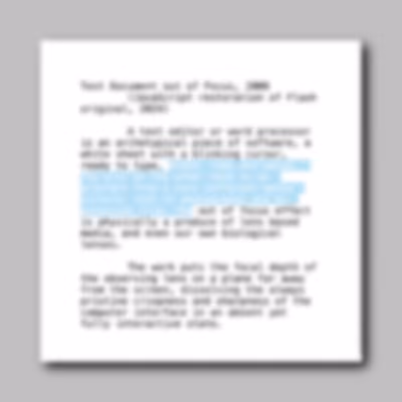 Text Document out of Focus