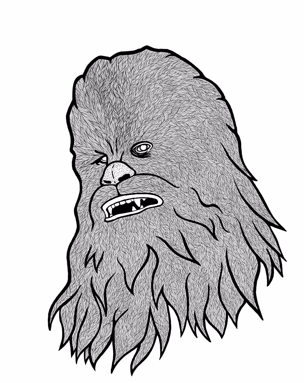 Chewbacca lines fine digital artwork