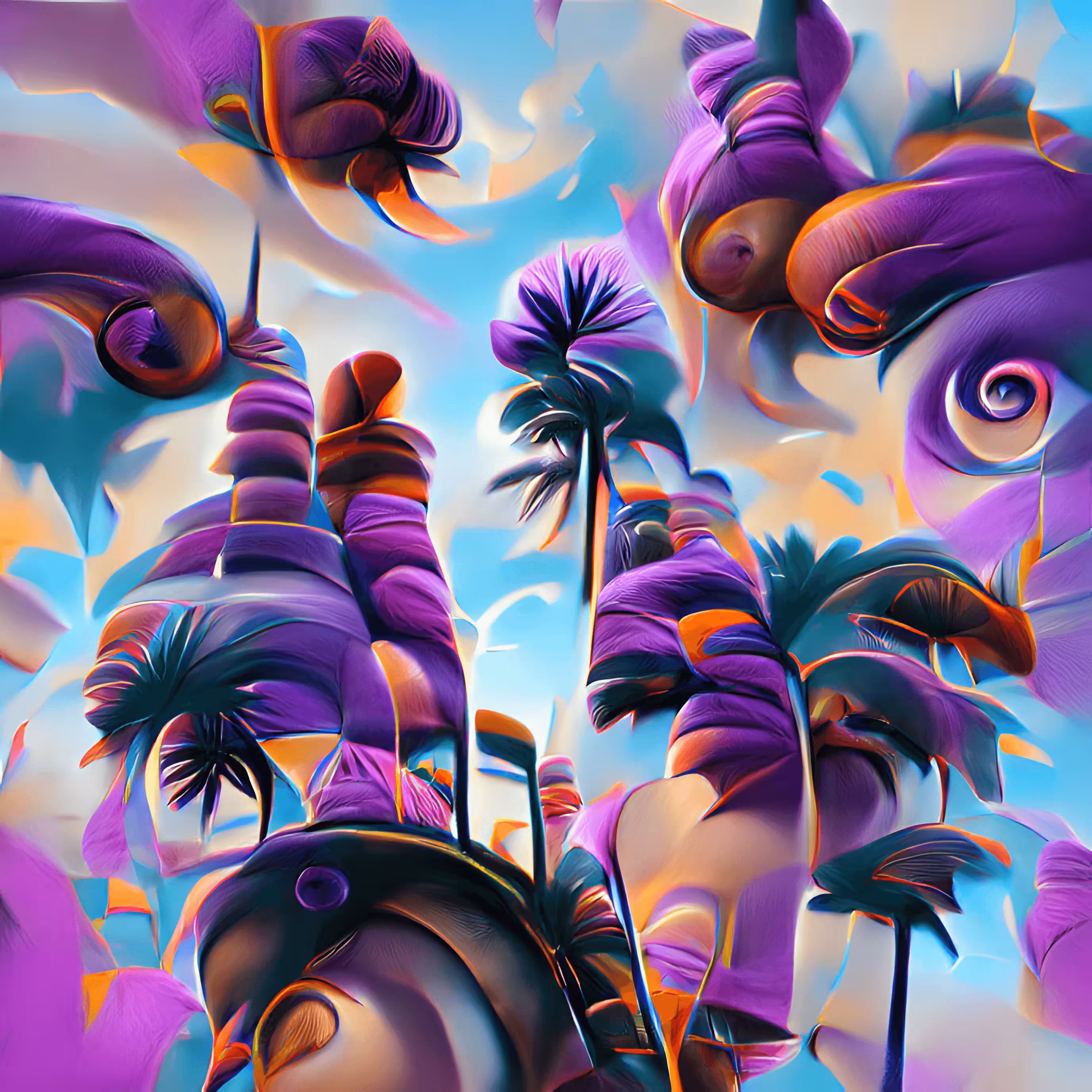 Fibonacci Purple Palm Trees