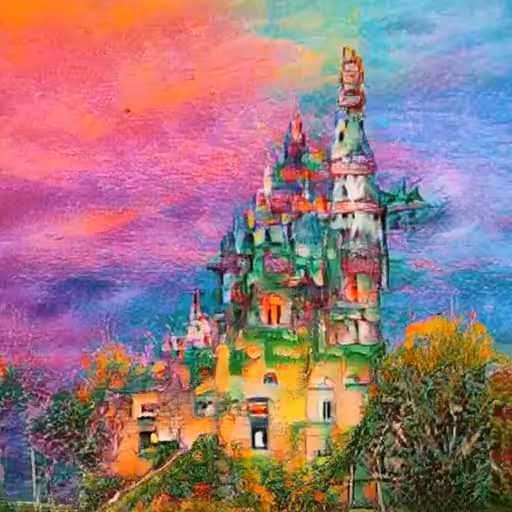 3D Dreaming of 15 Castles in Colorful Pastels
