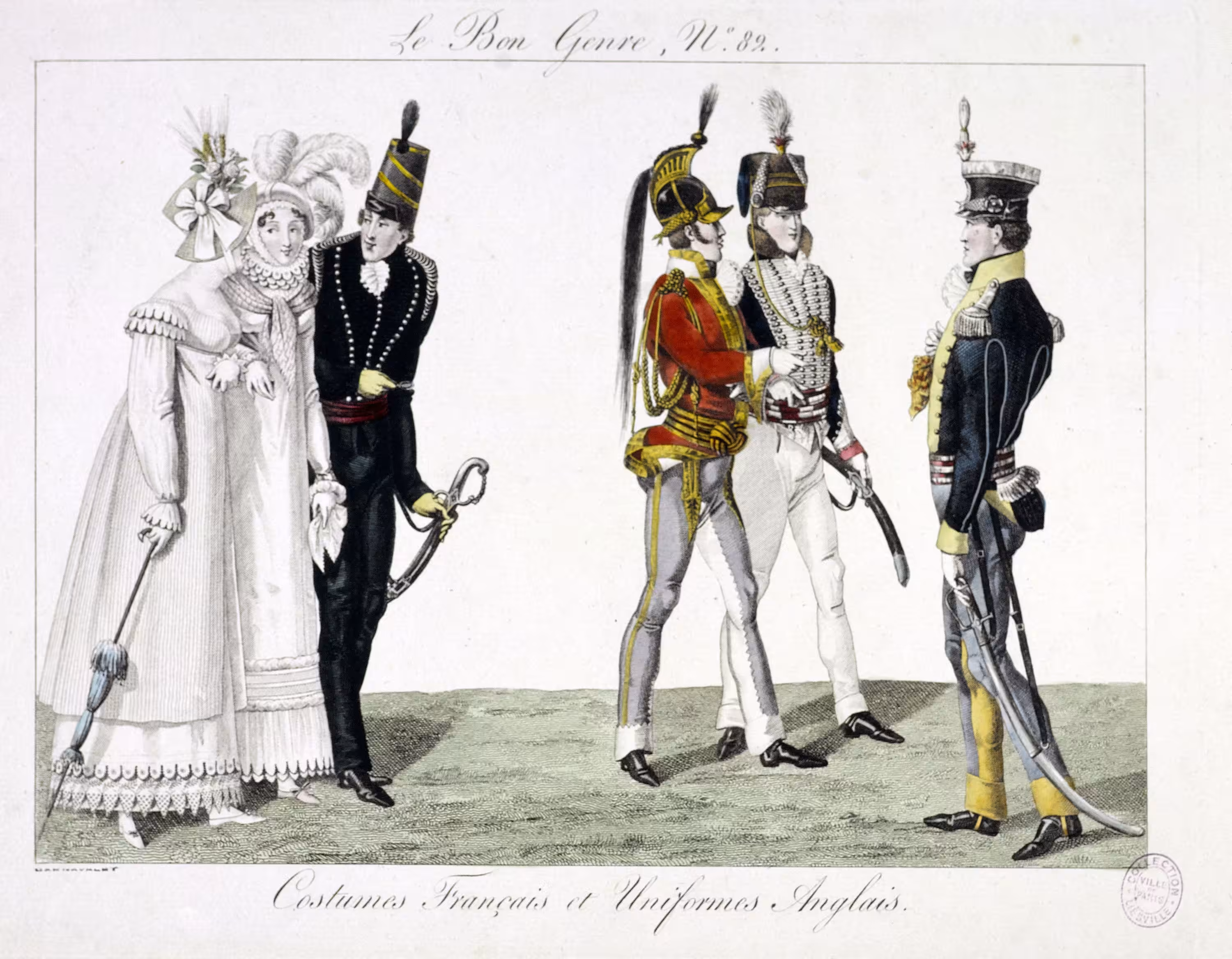 Le Bon Genre, N°82. Costumes Français et Uniformes Anglais.