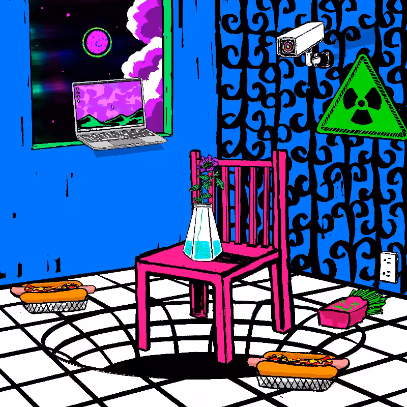 pink chair in the blue room #9