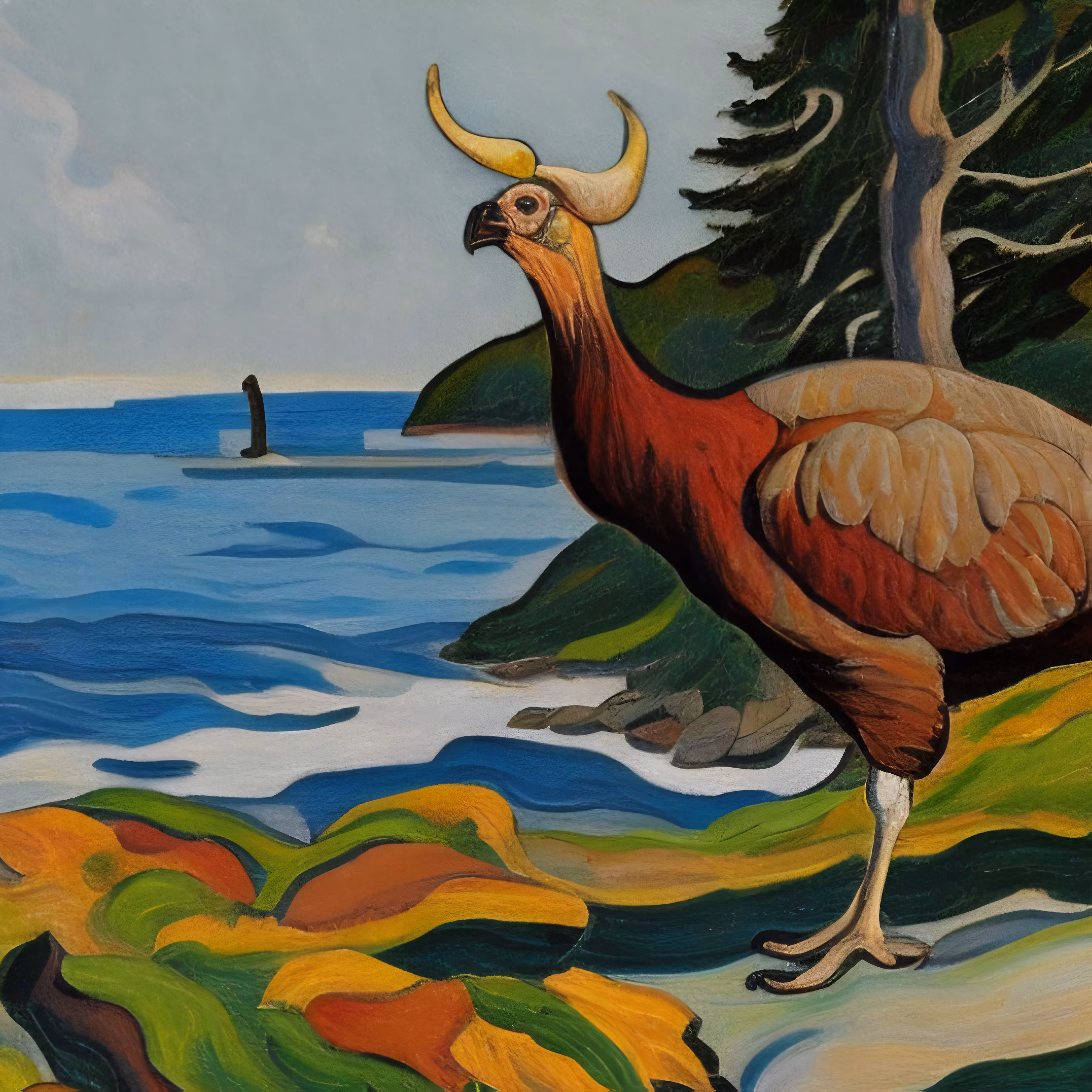 Rare Wild Bull Turkey By Seashore