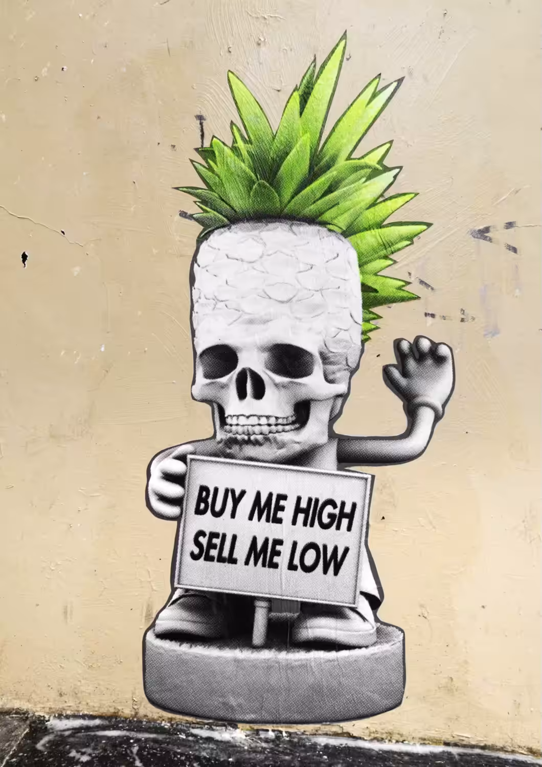 my dude with sign / buy me high sell me low