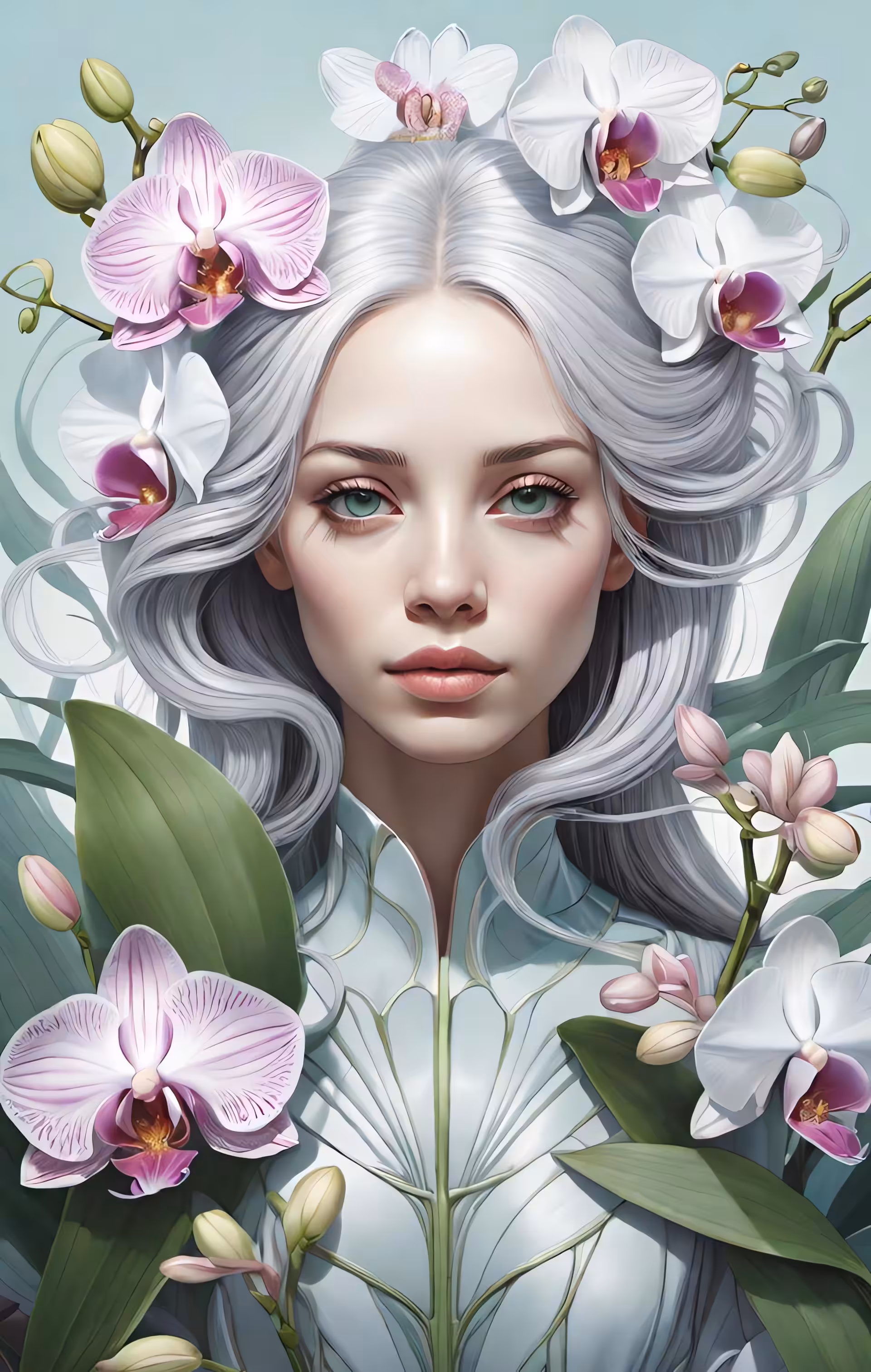 A woman in blossoming