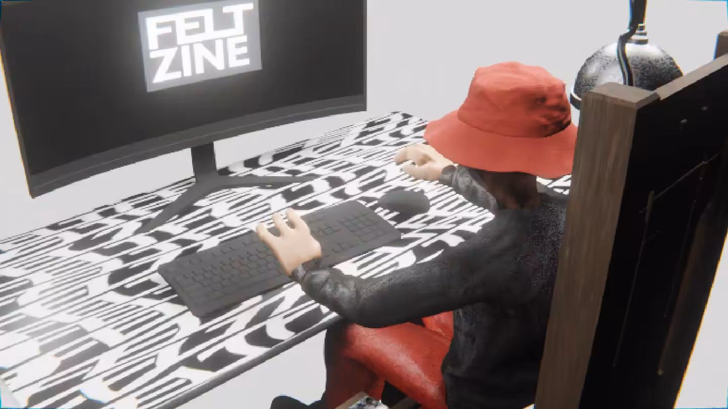 Desktop #128: The Hypebeast in the Electric Chair With a Hanging Light and a Old School Monitor on a Pattern Table in The Void