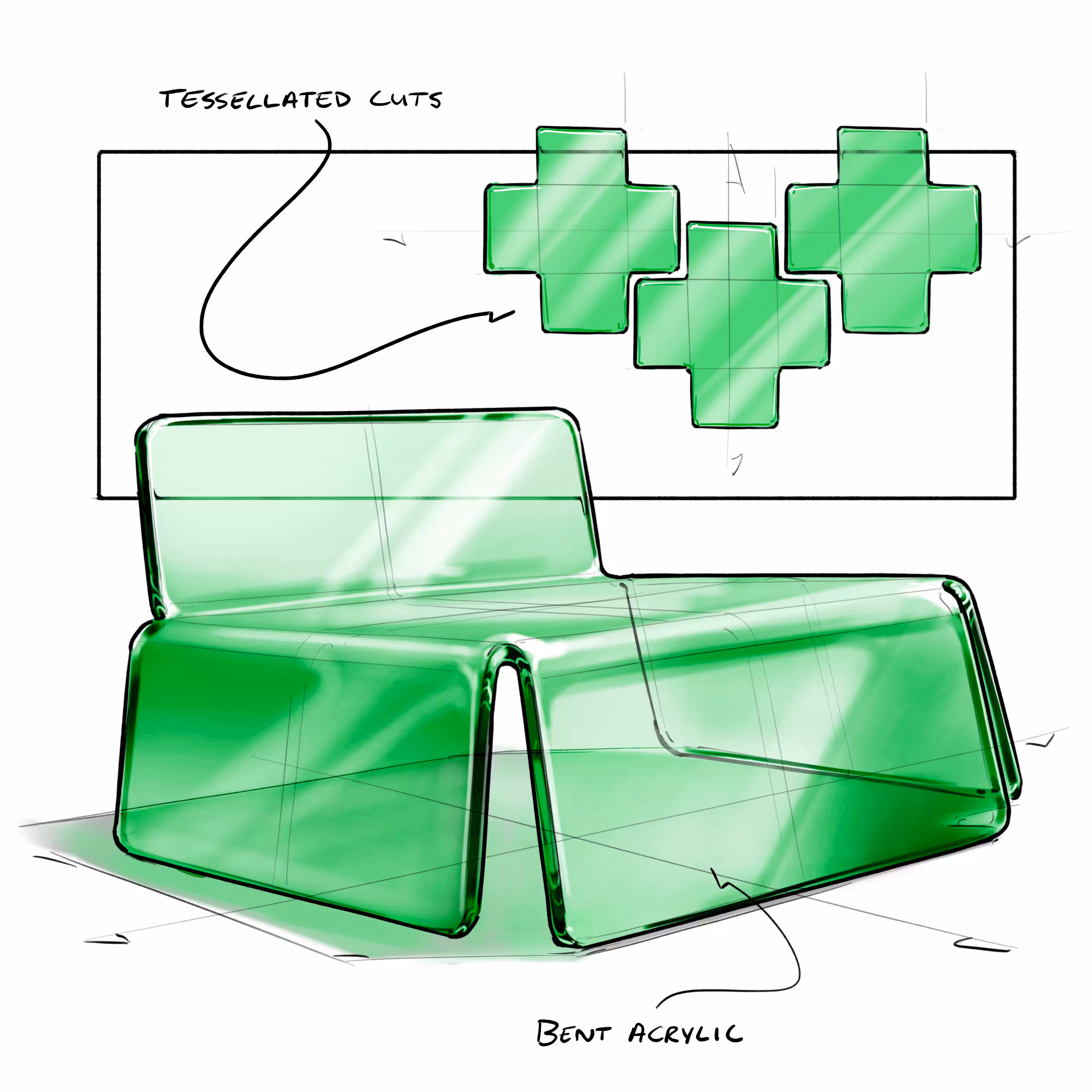 Bent Acrylic Chair #070