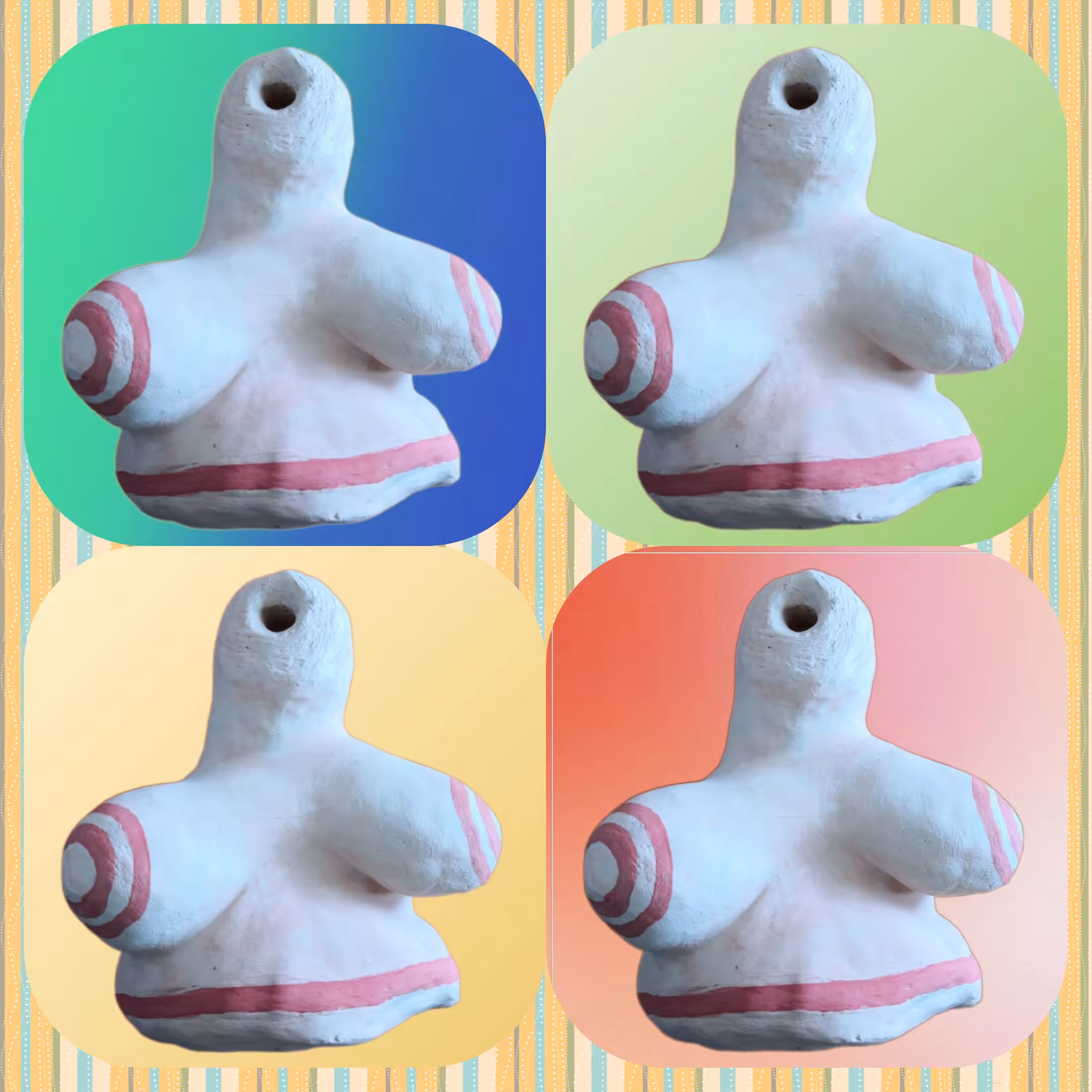 women clay collage