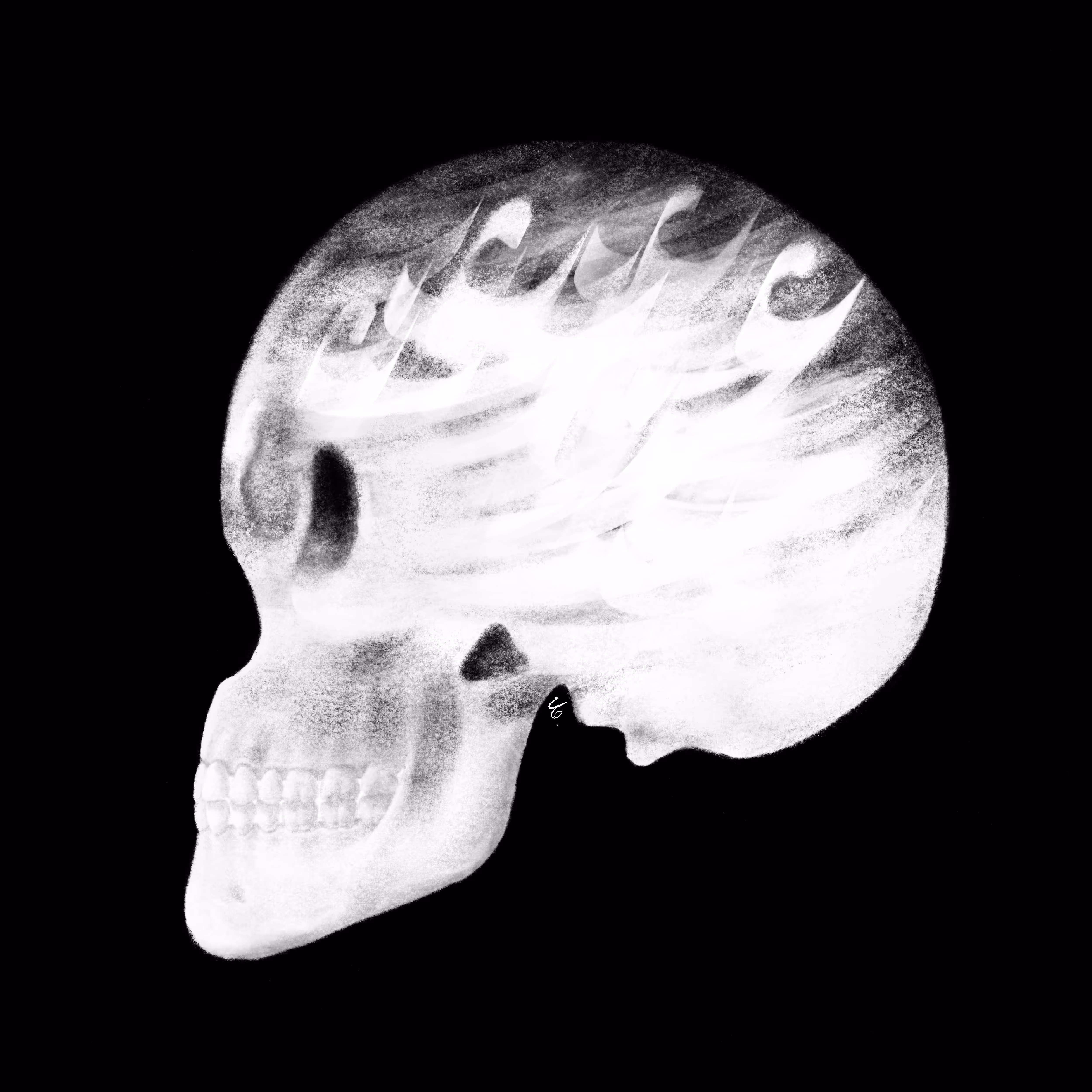 calligraphy skull