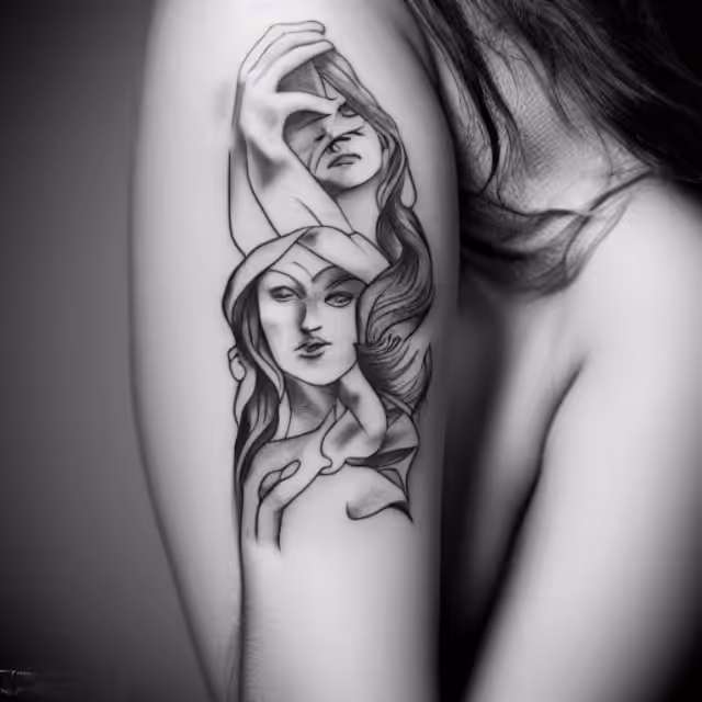 Woman body with tatoo