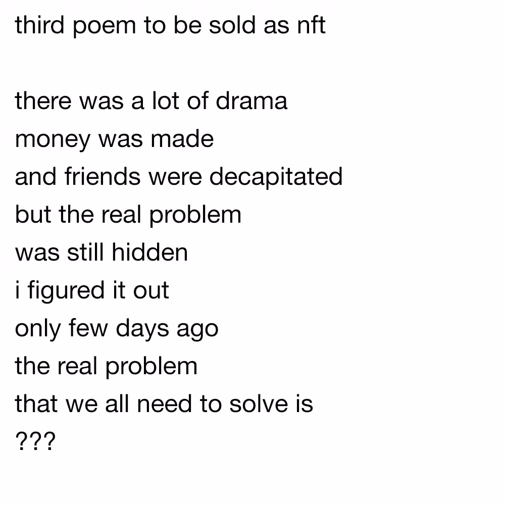 third poem to be sold as nft