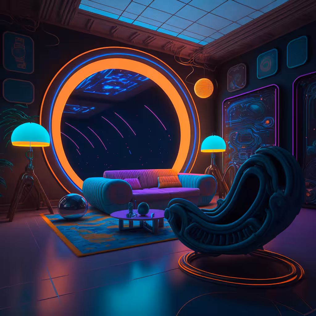 Neon room space view 
