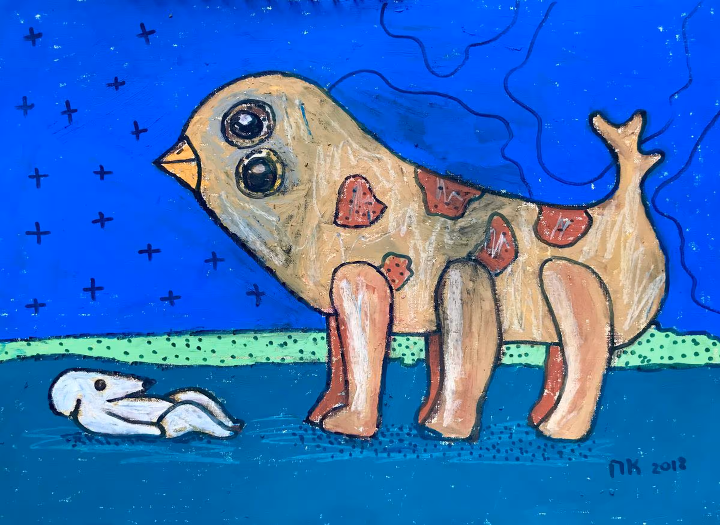 Freak bird and dog 
